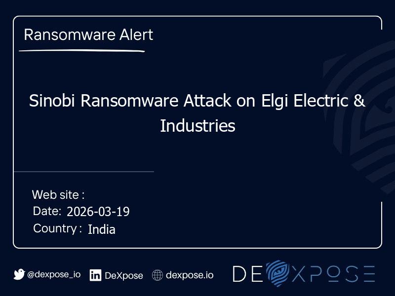 Sinobi Ransomware Attack on Elgi Electric & Industries
