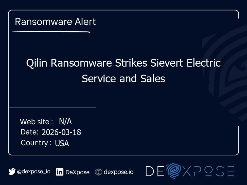 Qilin Ransomware Strikes Sievert Electric Service and Sales