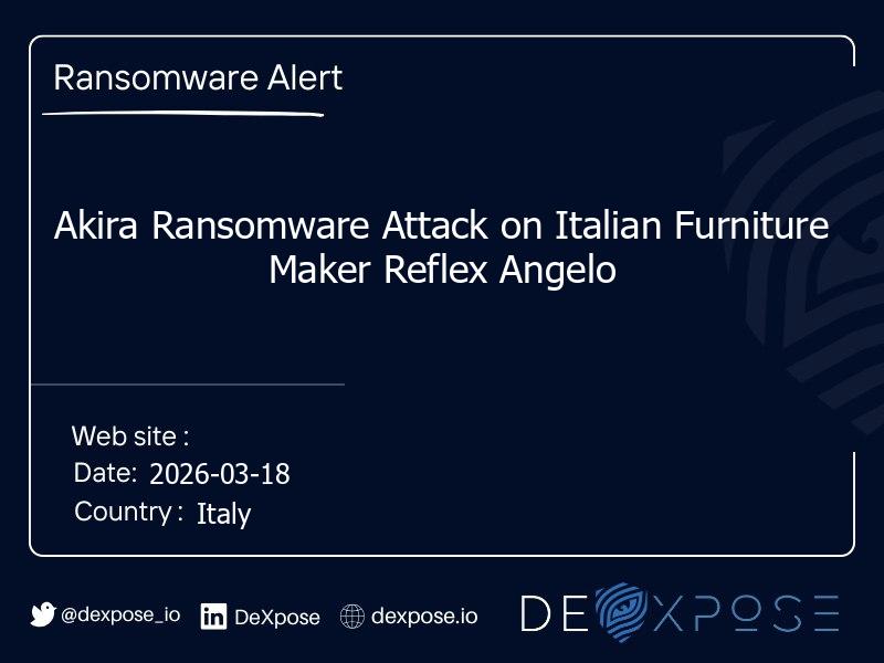 Akira Ransomware Attack on Italian Furniture Maker Reflex Angelo