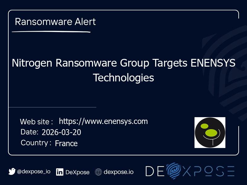 Nitrogen Ransomware Group Targets ENENSYS Technologies