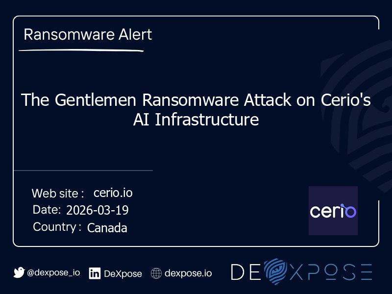 The Gentlemen Ransomware Attack on Cerio's AI Infrastructure