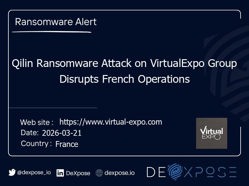 Qilin Ransomware Attack on VirtualExpo Group Disrupts French Operations