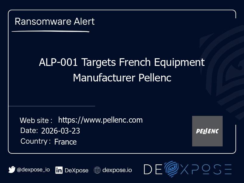 ALP-001 Targets French Equipment Manufacturer Pellenc