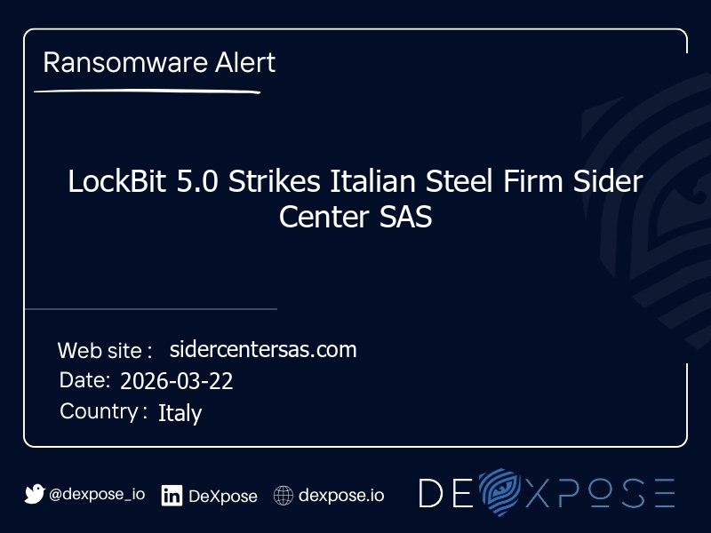 LockBit 5.0 Strikes Italian Steel Firm Sider Center SAS