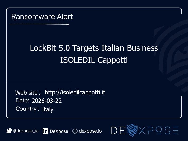 LockBit 5.0 Targets Italian Business ISOLEDIL Cappotti