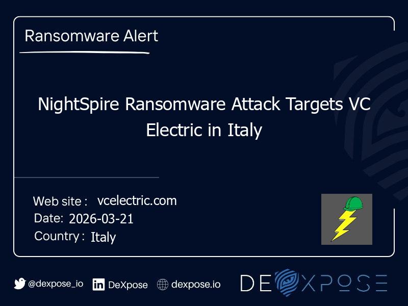 NightSpire Ransomware Attack Targets VC Electric in Italy