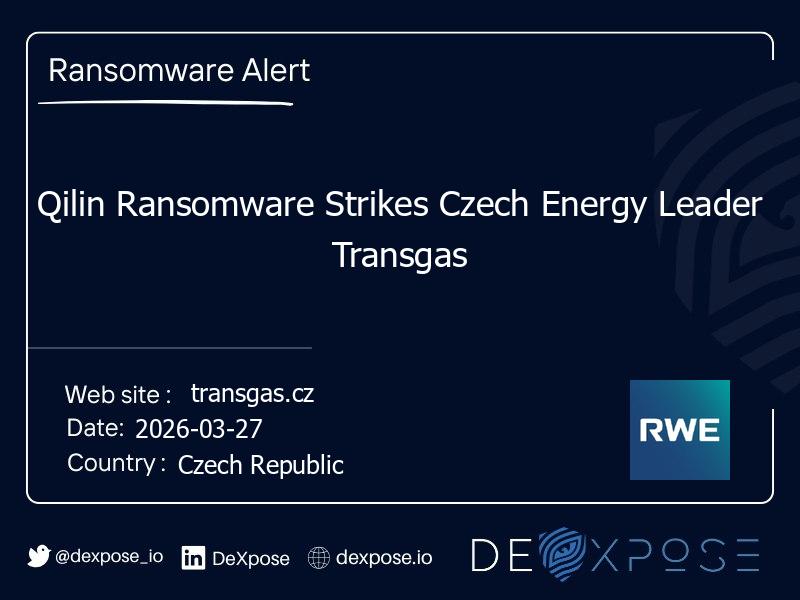 Qilin Ransomware Strikes Czech Energy Leader Transgas