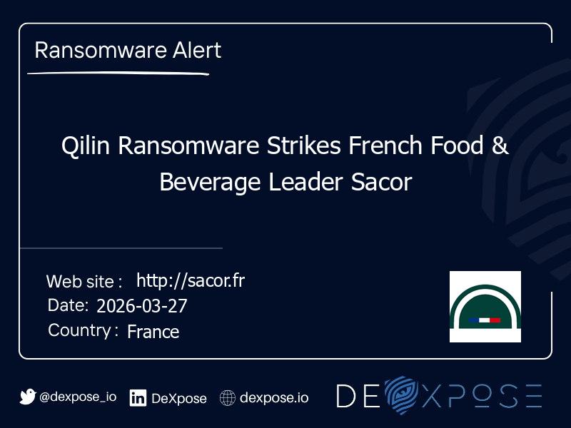 Qilin Ransomware Strikes French Food & Beverage Leader Sacor
