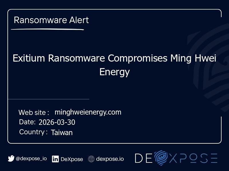 Exitium Ransomware Compromises Ming Hwei Energy