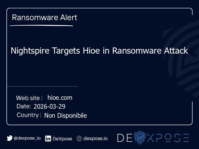 Nightspire Targets Hioe in Ransomware Attack