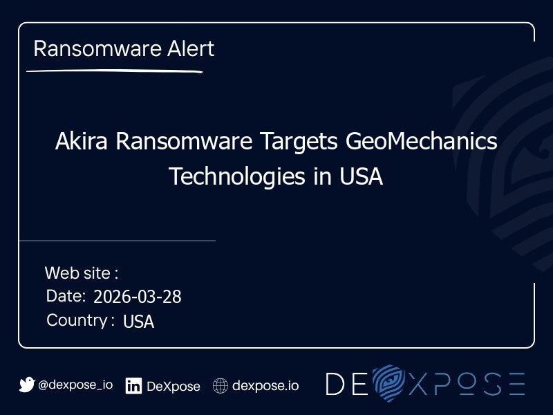 Akira Ransomware Targets GeoMechanics Technologies in USA