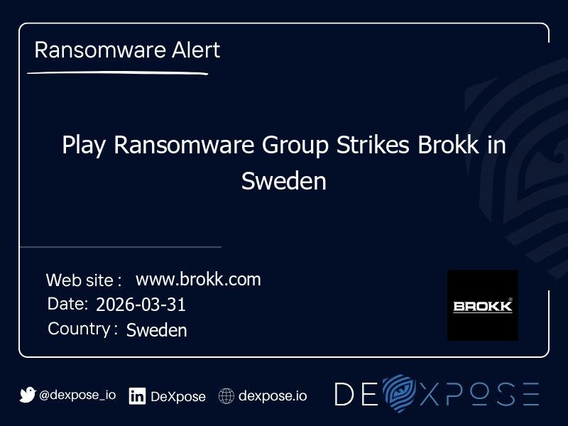 Play Ransomware Group Strikes Brokk in Sweden