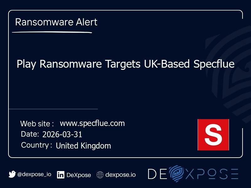 Play Ransomware Targets UK-Based Specflue