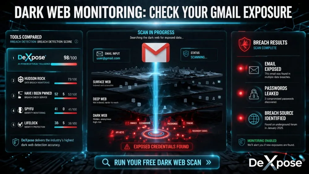 Dark Web Monitoring Tools to Check Gmail Exposure