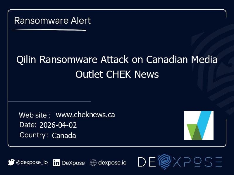 Qilin Ransomware Attack on Canadian Media Outlet CHEK News