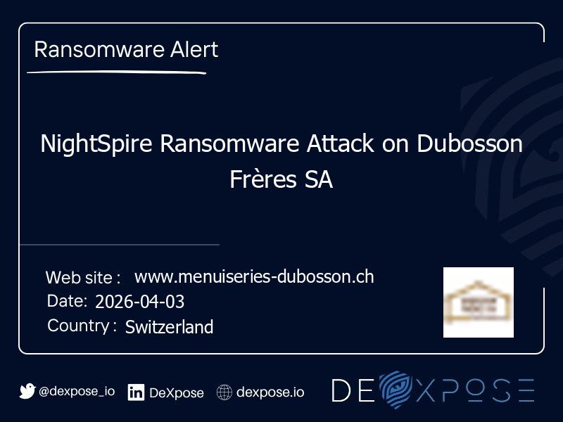 NightSpire Ransomware Attack on Dubosson Frères SA