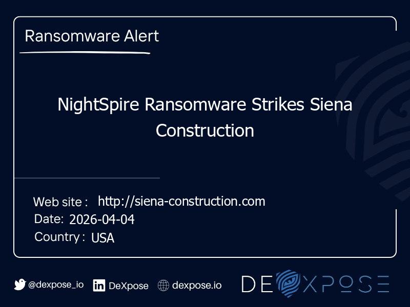 NightSpire Ransomware Strikes Siena Construction