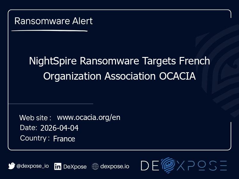 NightSpire Ransomware Targets French Organization Association OCACIA
