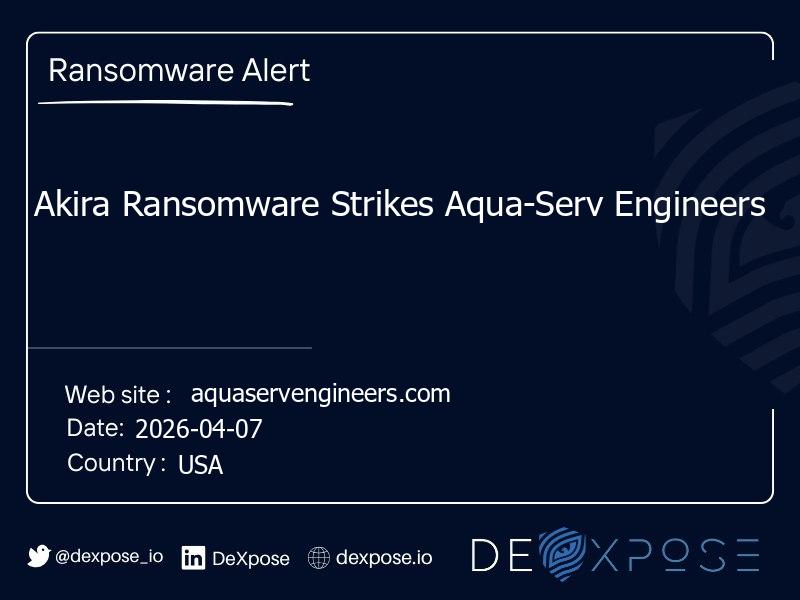 Akira Ransomware Strikes Aqua-Serv Engineers