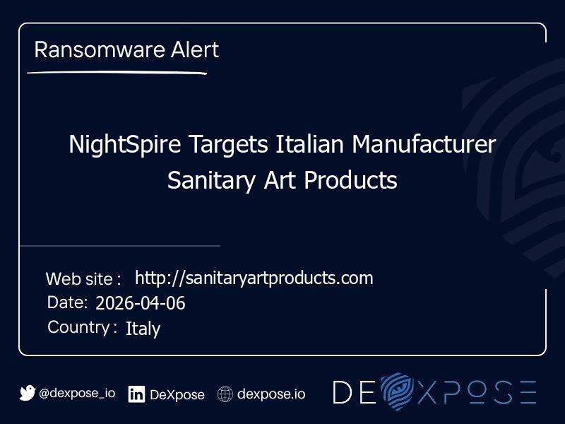 NightSpire Targets Italian Manufacturer Sanitary Art Products