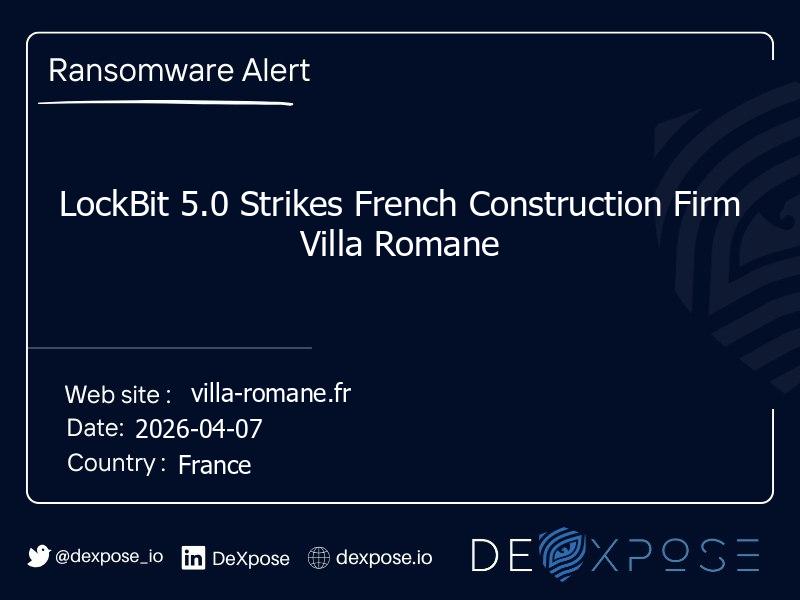LockBit 5.0 Strikes French Construction Firm Villa Romane