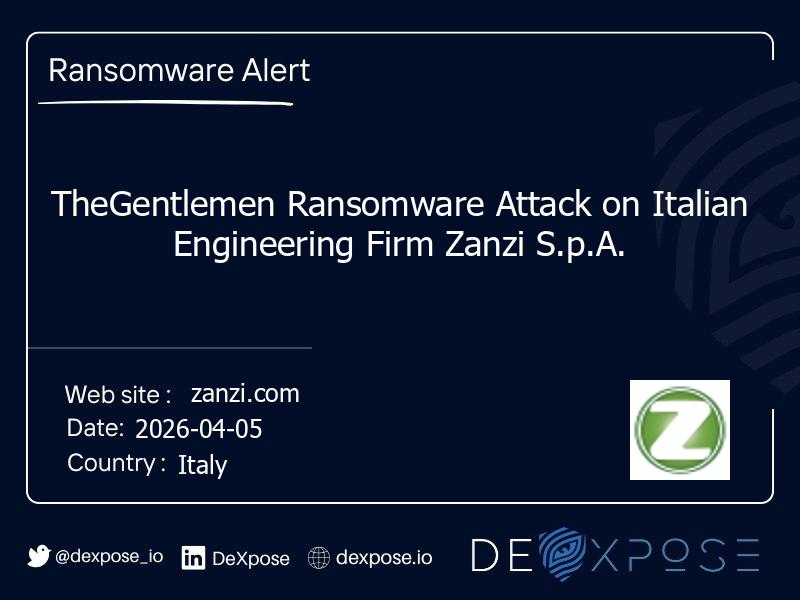 TheGentlemen Ransomware Attack on Italian Engineering Firm Zanzi S.p.A.