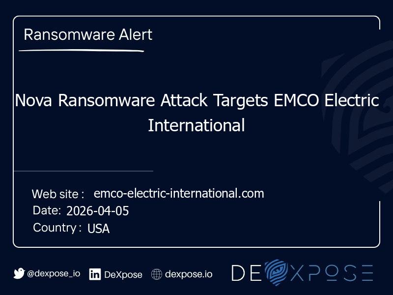 Nova Ransomware Attack Targets EMCO Electric International