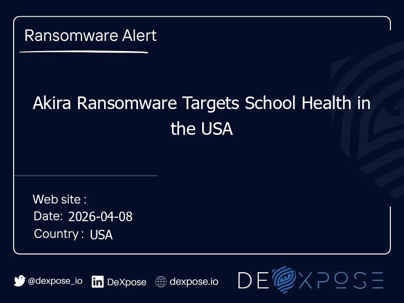 Akira Ransomware Targets School Health in the USA