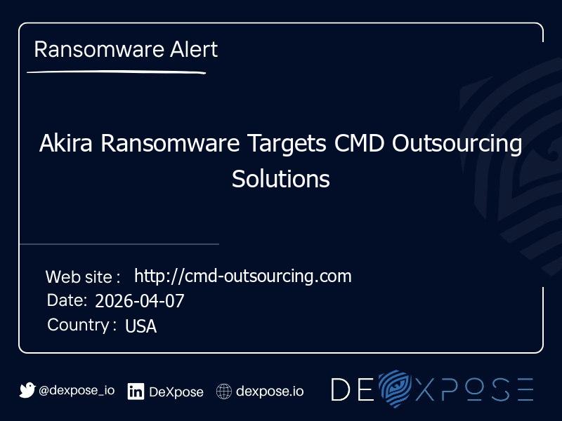 Akira Ransomware Targets CMD Outsourcing Solutions