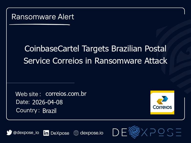 CoinbaseCartel Targets Brazilian Postal Service Correios in Ransomware Attack