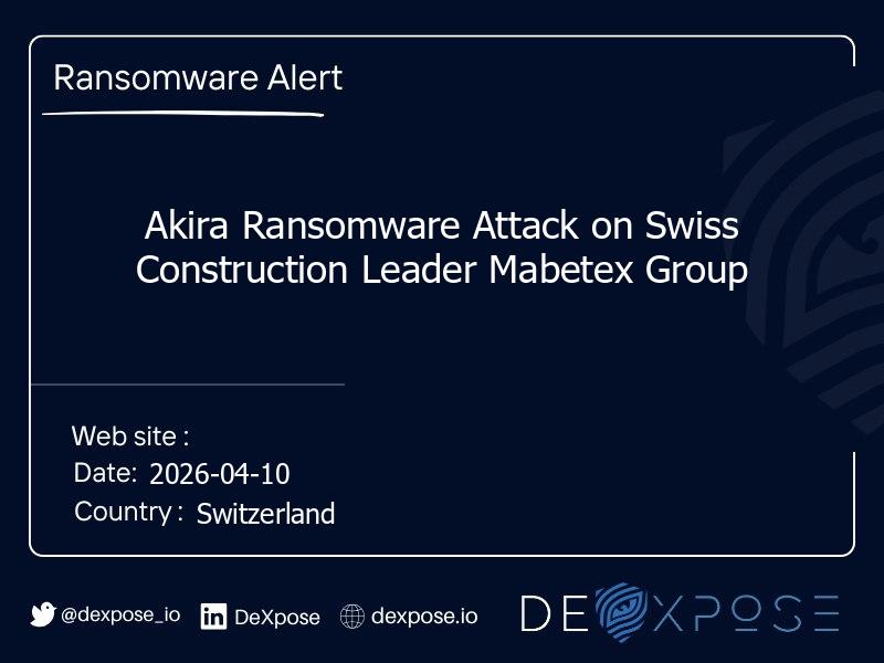 Akira Ransomware Attack on Swiss Construction Leader Mabetex Group