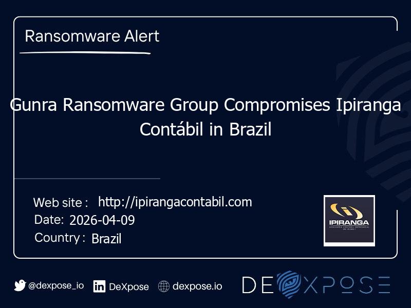Gunra Ransomware Group Compromises Ipiranga Contábil in Brazil
