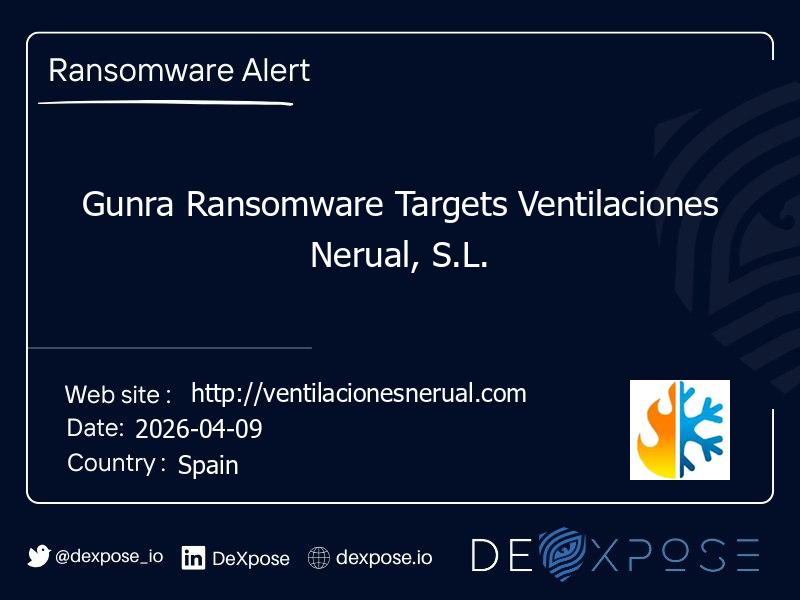Gunra Ransomware Targets Ventilaciones Nerual, S.L.