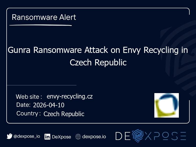 Gunra Ransomware Attack on Envy Recycling in Czech Republic