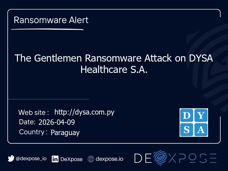 The Gentlemen Ransomware Attack on DYSA Healthcare S.A.