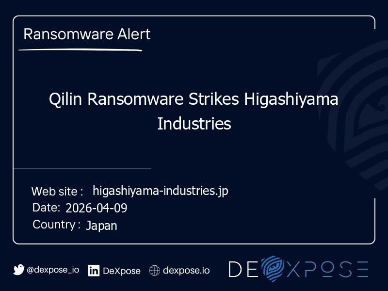 Qilin Ransomware Strikes Higashiyama Industries
