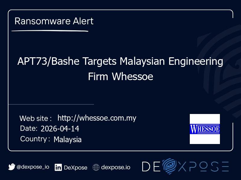 APT73/Bashe Targets Malaysian Engineering Firm Whessoe