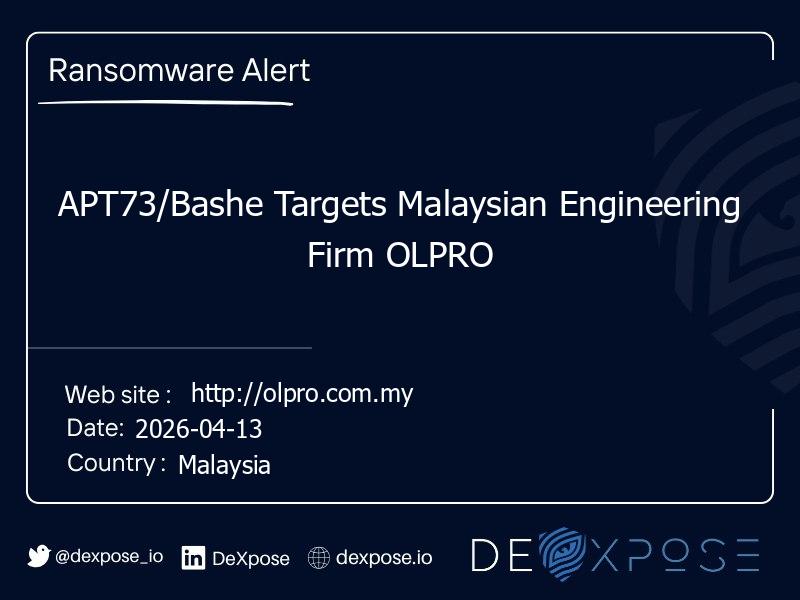 APT73/Bashe Targets Malaysian Engineering Firm OLPRO