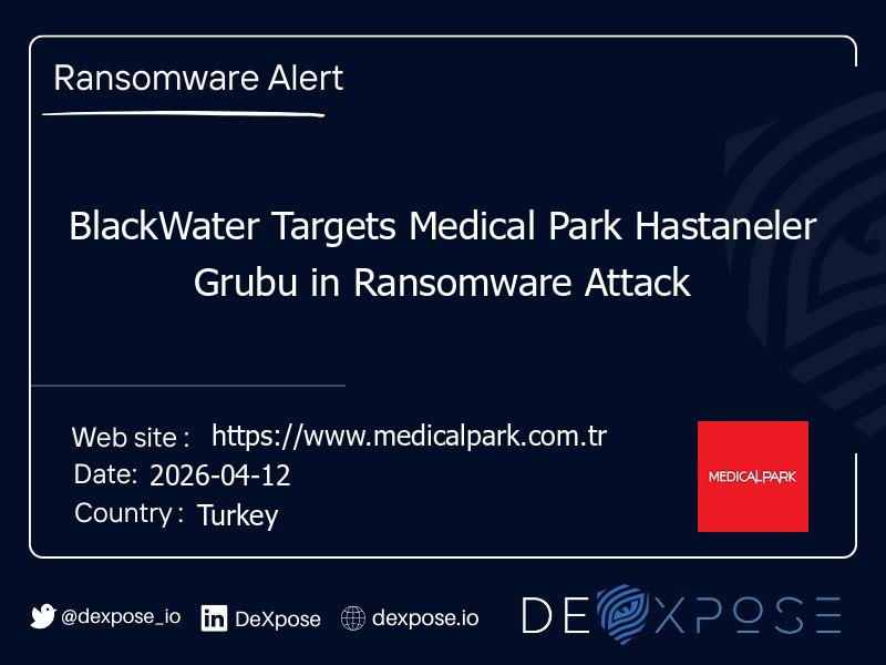 BlackWater Targets Medical Park Hastaneler Grubu in Ransomware Attack