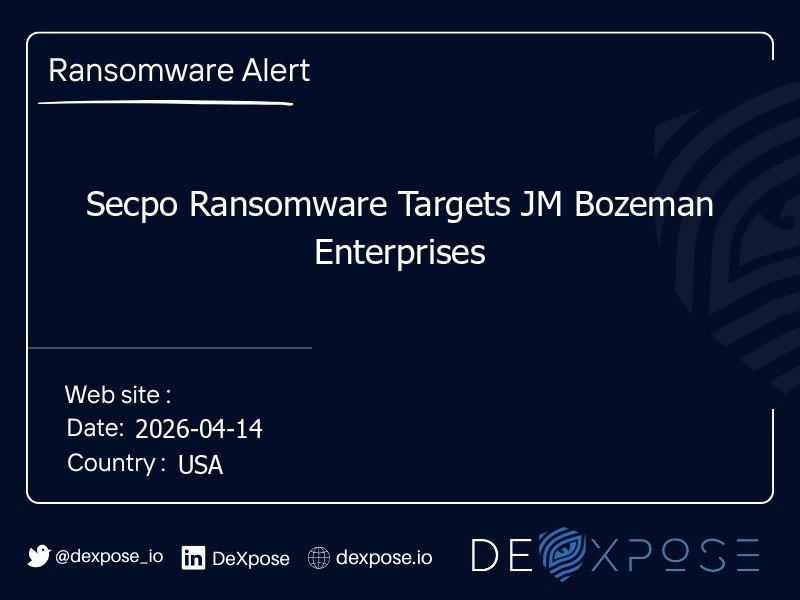 Secpo Ransomware Targets JM Bozeman Enterprises