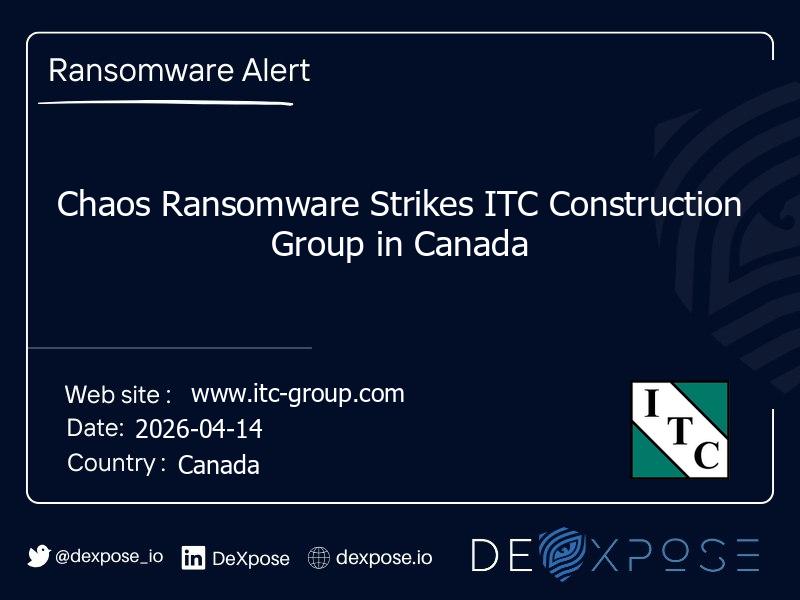 Chaos Ransomware Strikes ITC Construction Group in Canada