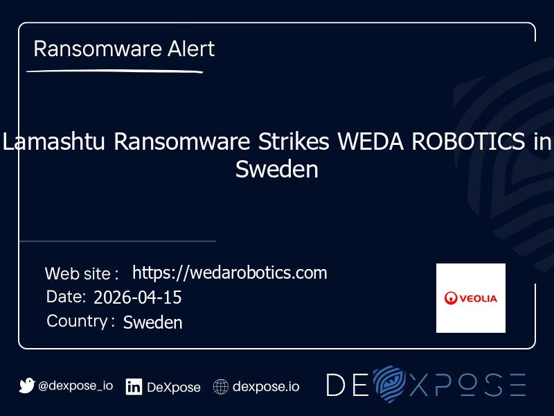 Lamashtu Ransomware Strikes WEDA ROBOTICS in Sweden