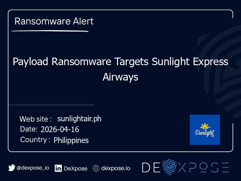 Payload Ransomware Targets Sunlight Express Airways