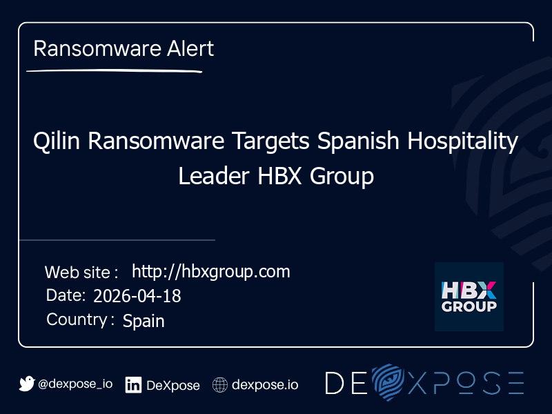 Qilin Ransomware Targets Spanish Hospitality Leader HBX Group