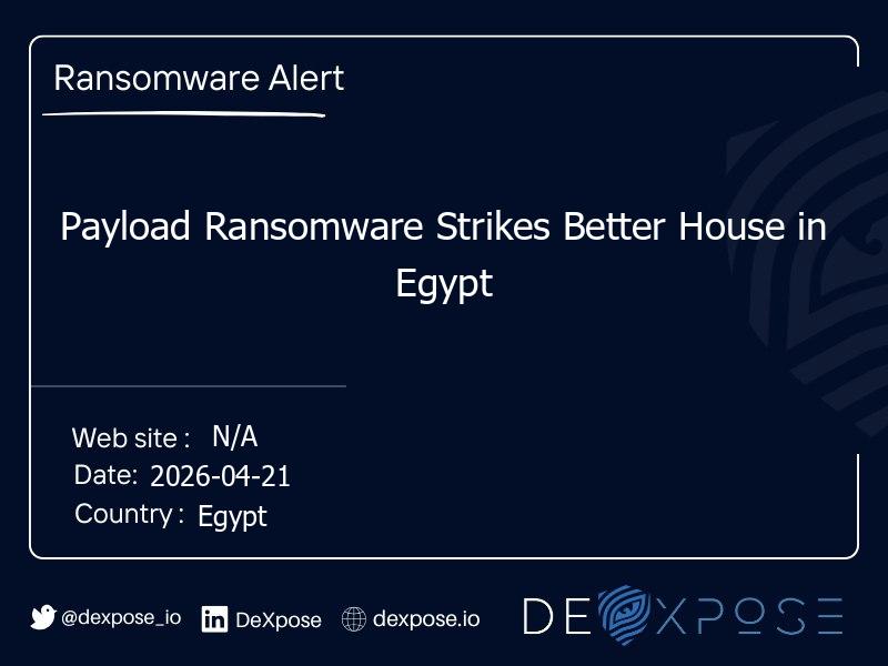 Payload Ransomware Strikes Better House in Egypt