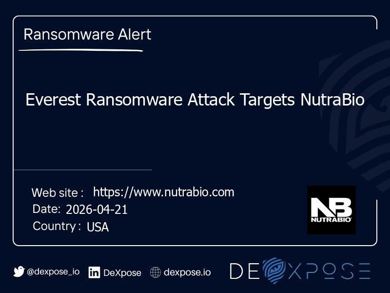 Everest Ransomware Attack Targets NutraBio