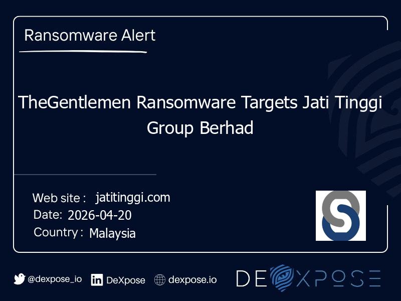 TheGentlemen Ransomware Targets Jati Tinggi Group Berhad