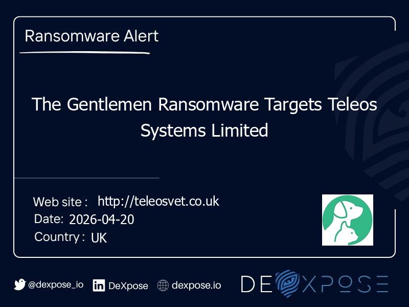 The Gentlemen Ransomware Targets Teleos Systems Limited