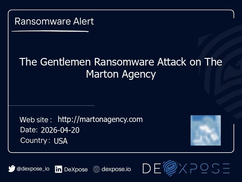 The Gentlemen Ransomware Attack on The Marton Agency