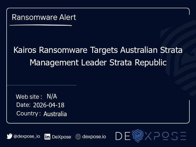 Kairos Ransomware Targets Australian Strata Management Leader Strata Republic